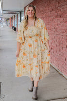 The Greta Dress in Sunrise Serenade Midi Dress Mikarose- Tilden Co.