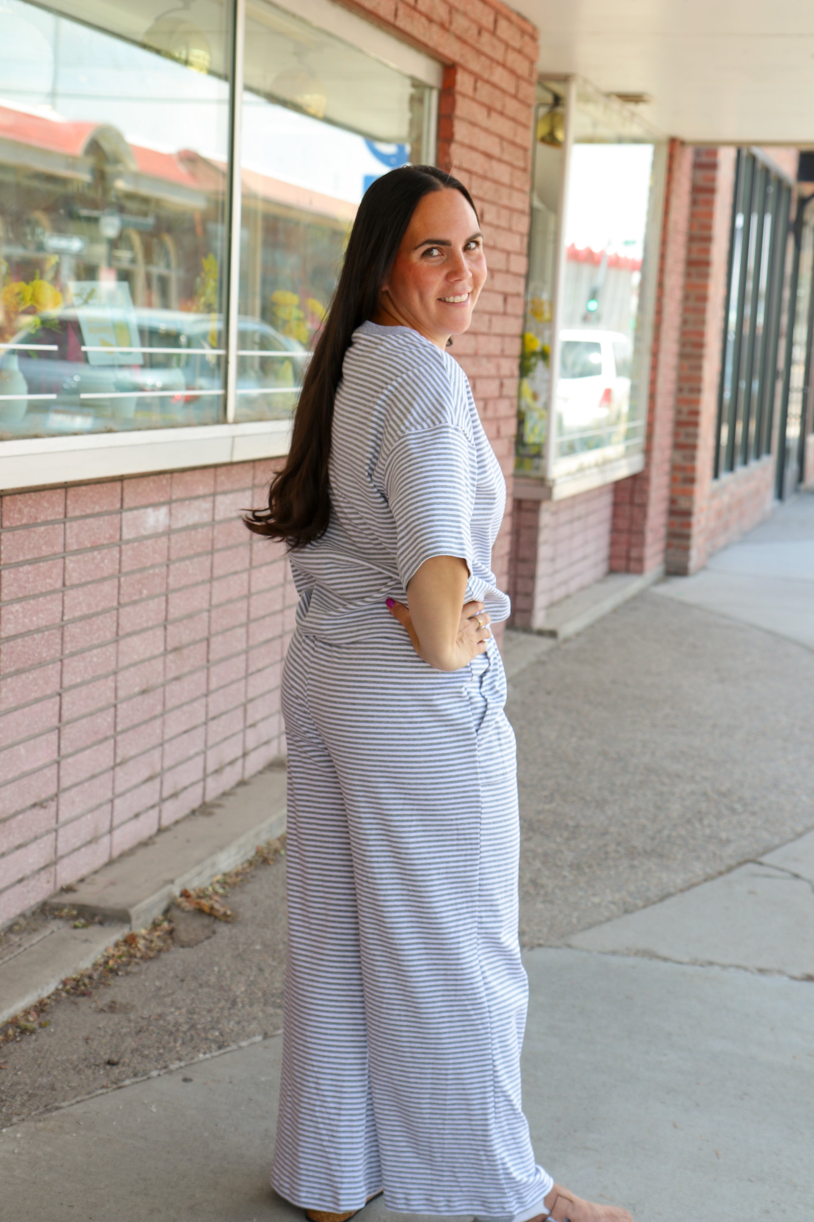 Striped Wide Leg Pants Casual Pants Sewn and Seen- Tilden Co.
