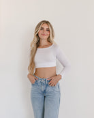 Crew Neck Long Sleeve Halftee Layering Top HALFTEE Layering Fashions- Tilden Co.