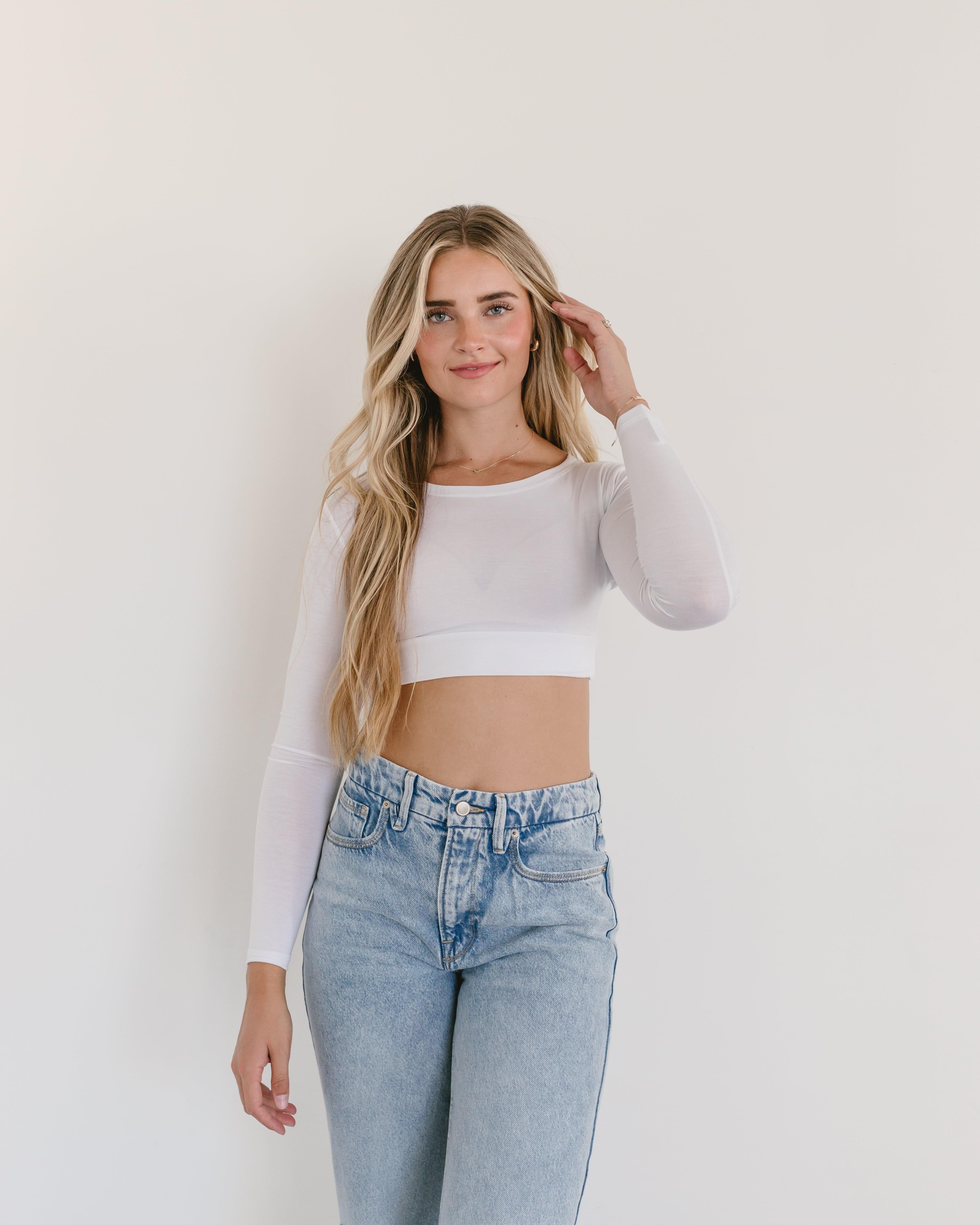 Crew Neck Long Sleeve Halftee Layering Top HALFTEE Layering Fashions- Tilden Co.