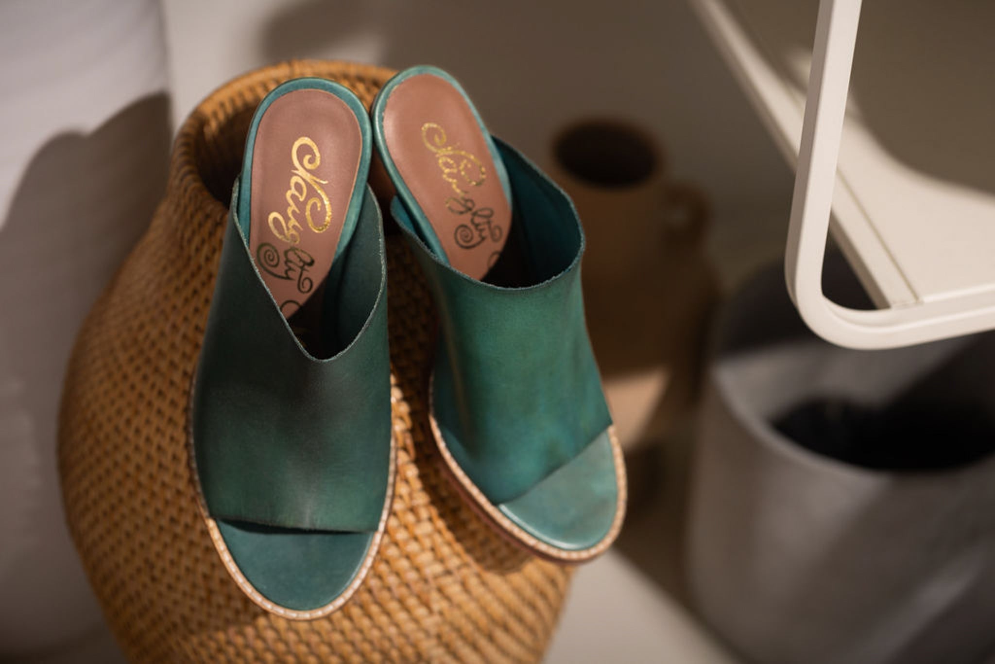 Hallie Heeled Sandal in Teal 140 Wedges Naughty Monkey- Tilden Co.