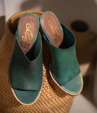 Hallie Heeled Sandal in Teal 140 Wedges Naughty Monkey- Tilden Co.