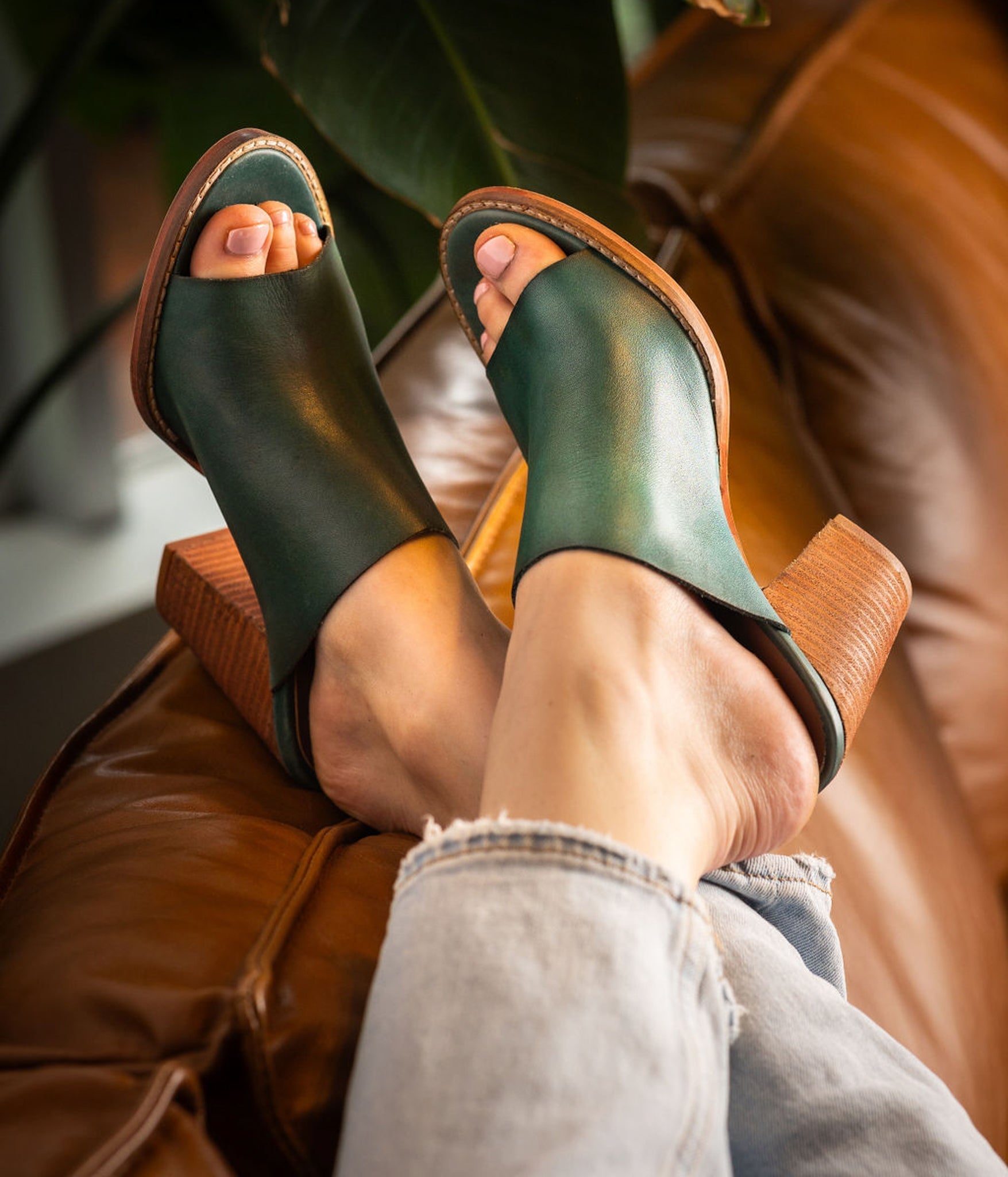 Hallie Heeled Sandal in Teal 140 Wedges Naughty Monkey- Tilden Co.