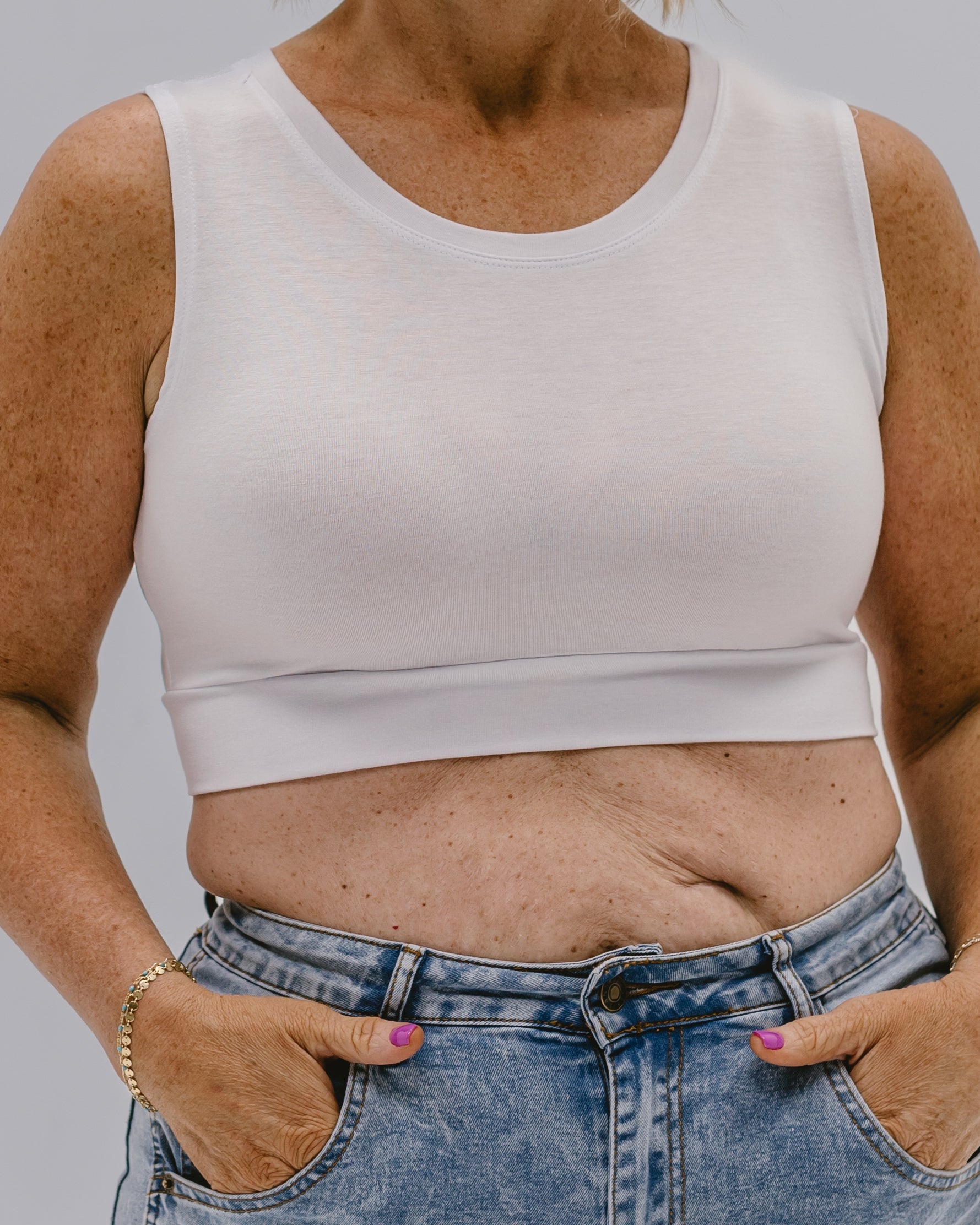 Crew Neck Tank Halftee Cream / XS Cream XS HALFTEE Layering Fashions- Tilden Co.