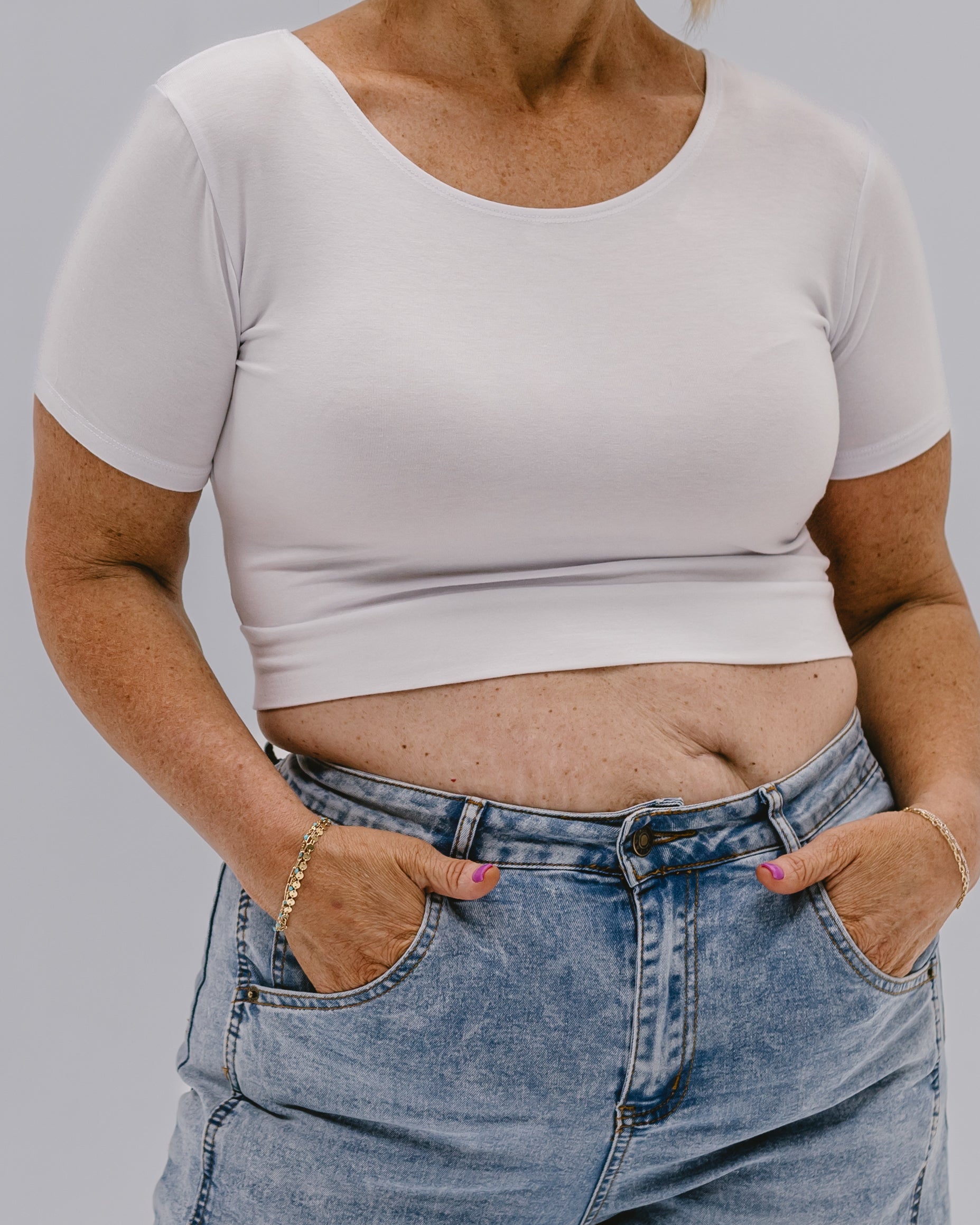 Classic Boyfriend Halftee White / XS White XS Boyfriend HALFTEE Layering Fashions- Tilden Co.