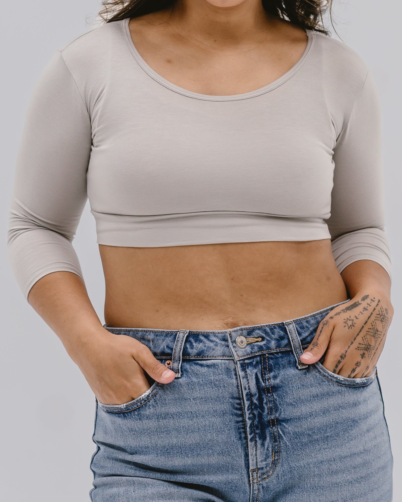 Classic 3/4 Sleeve Halftee Gray / XS Gray XS HALFTEE Layering Fashions- Tilden Co.