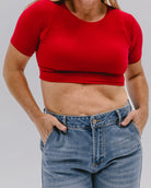 Crew Neck Boyfriend Halftee Red / XS Red XS Layering Top HALFTEE Layering Fashions- Tilden Co.