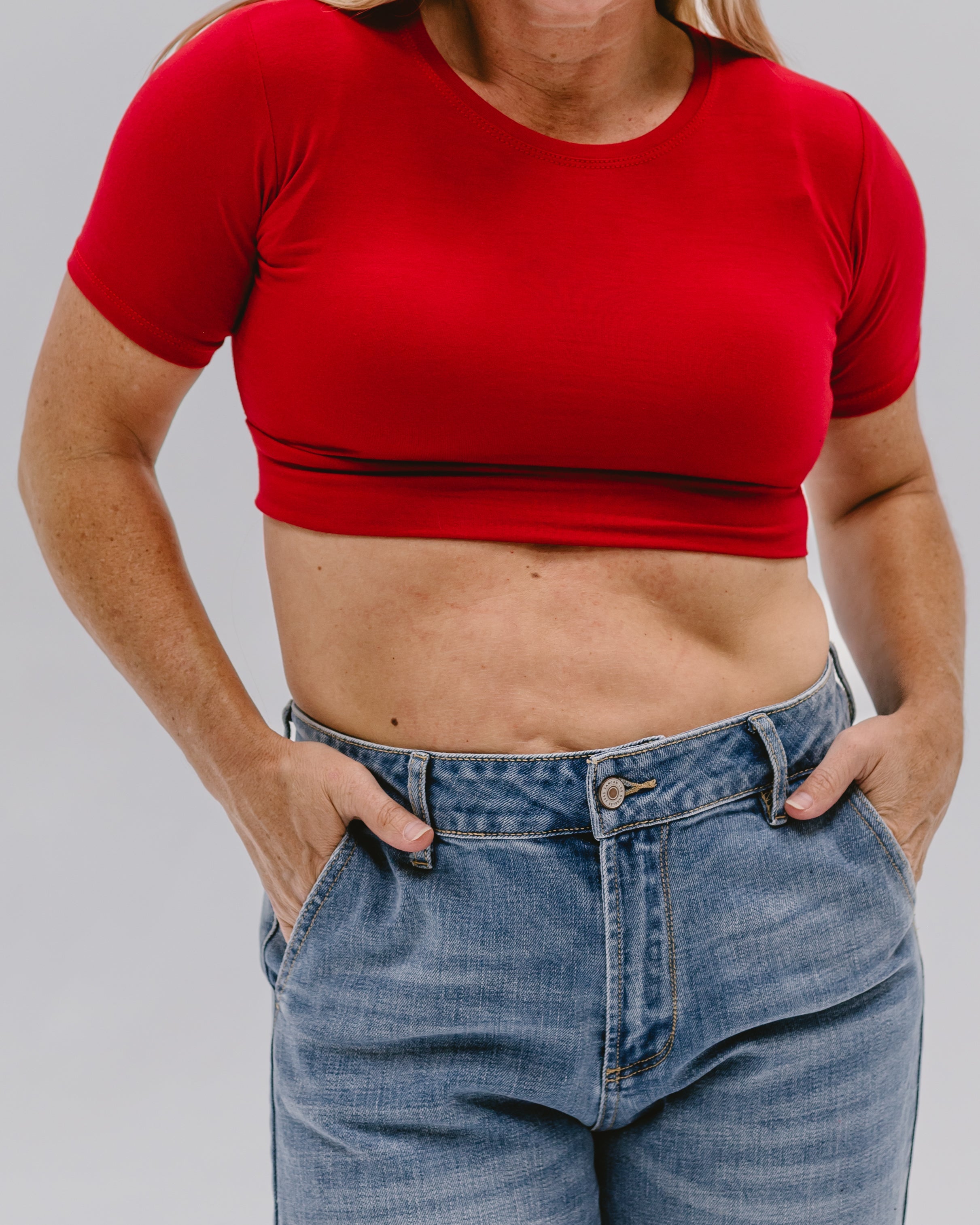 Crew Neck Boyfriend Halftee Red / XS Red XS Layering Top HALFTEE Layering Fashions- Tilden Co.