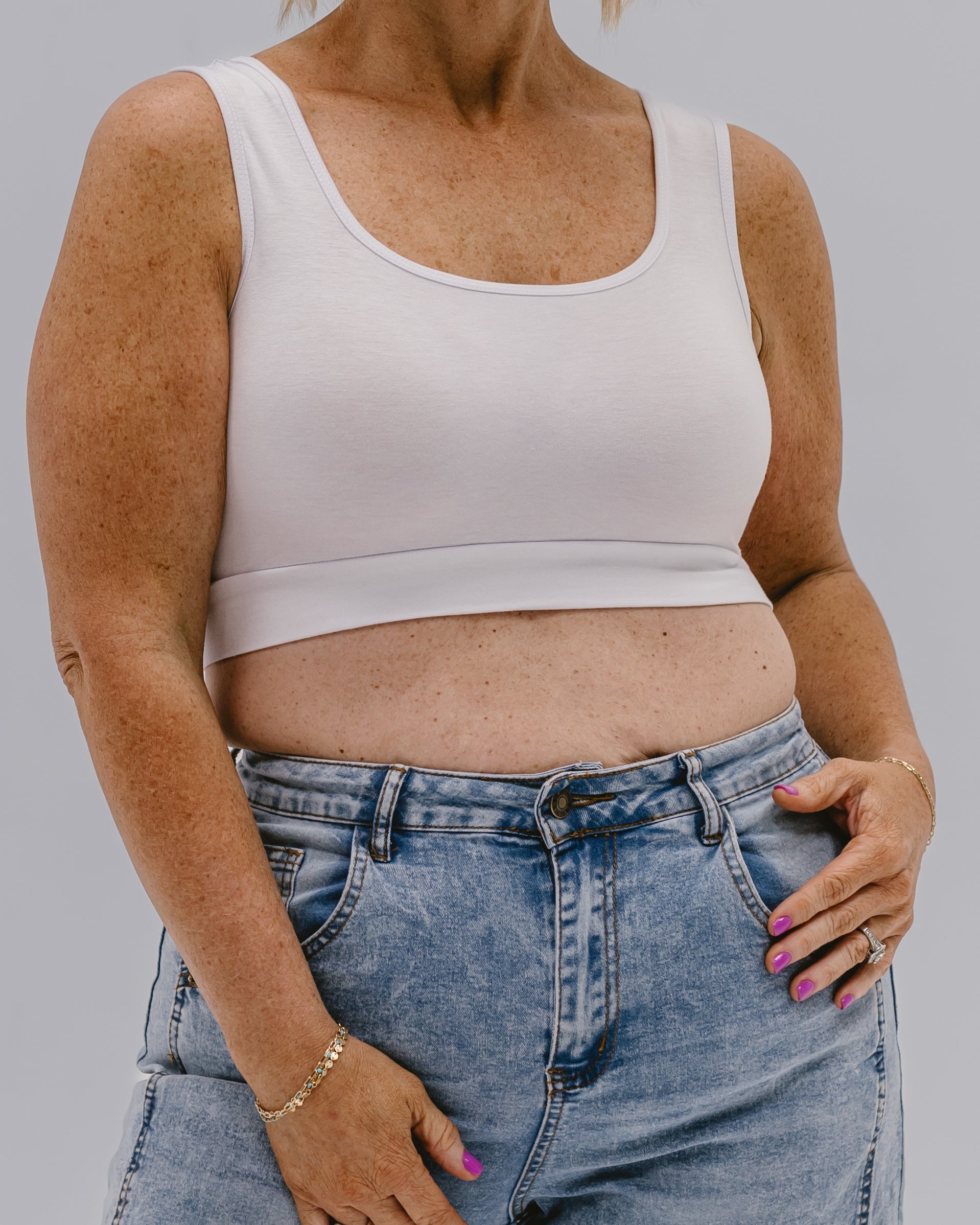 Classic Wide Strap Tank Halftee White / XS White XS Layering Top HALFTEE Layering Fashions- Tilden Co.