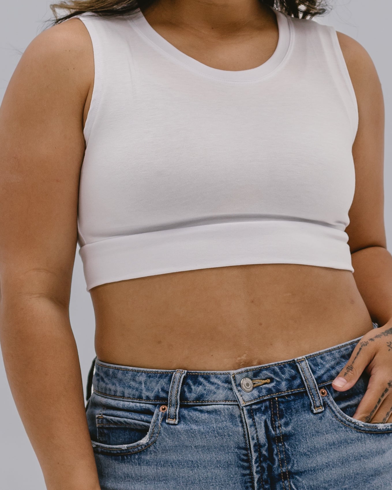 Crew Neck Tank Halftee White / XS White XS HALFTEE Layering Fashions- Tilden Co.