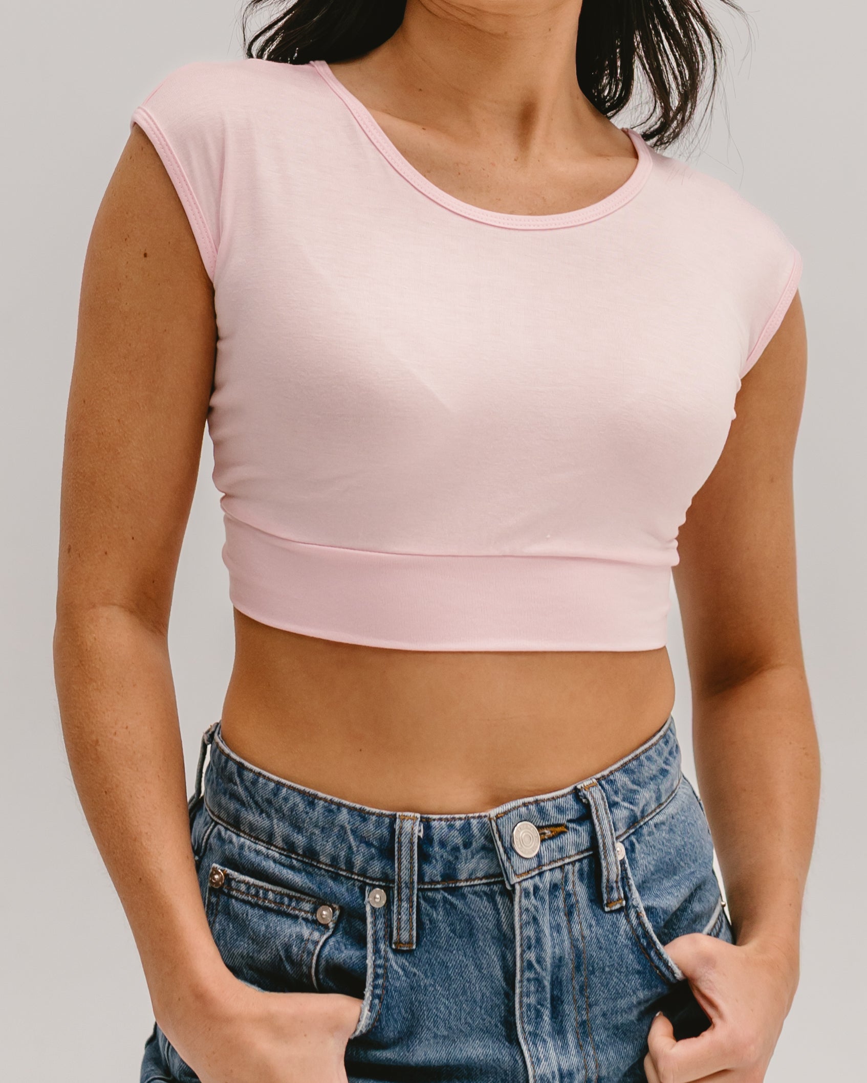 Classic Basic Cap Sleeve Layering Top HALFTEE Layering Fashions- Tilden Co.