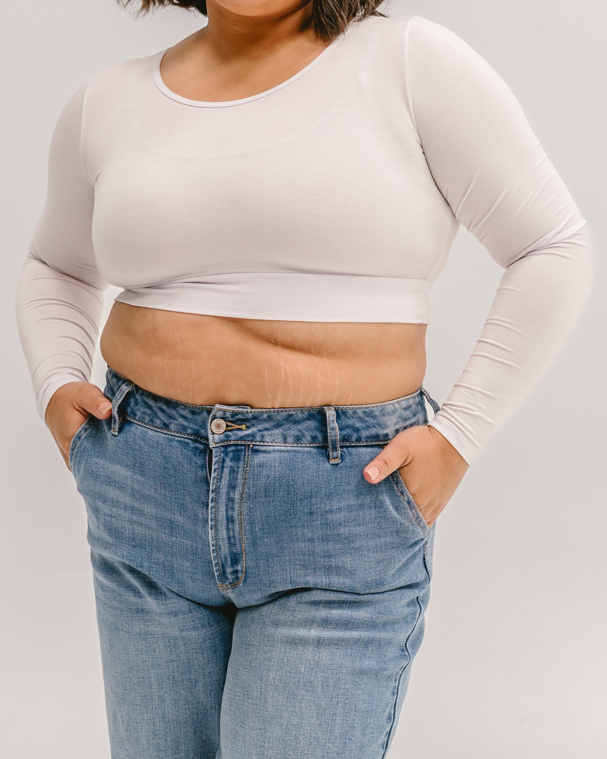 Classic Long Sleeve Halftee White / L White L Layering Top HALFTEE Layering Fashions- Tilden Co.