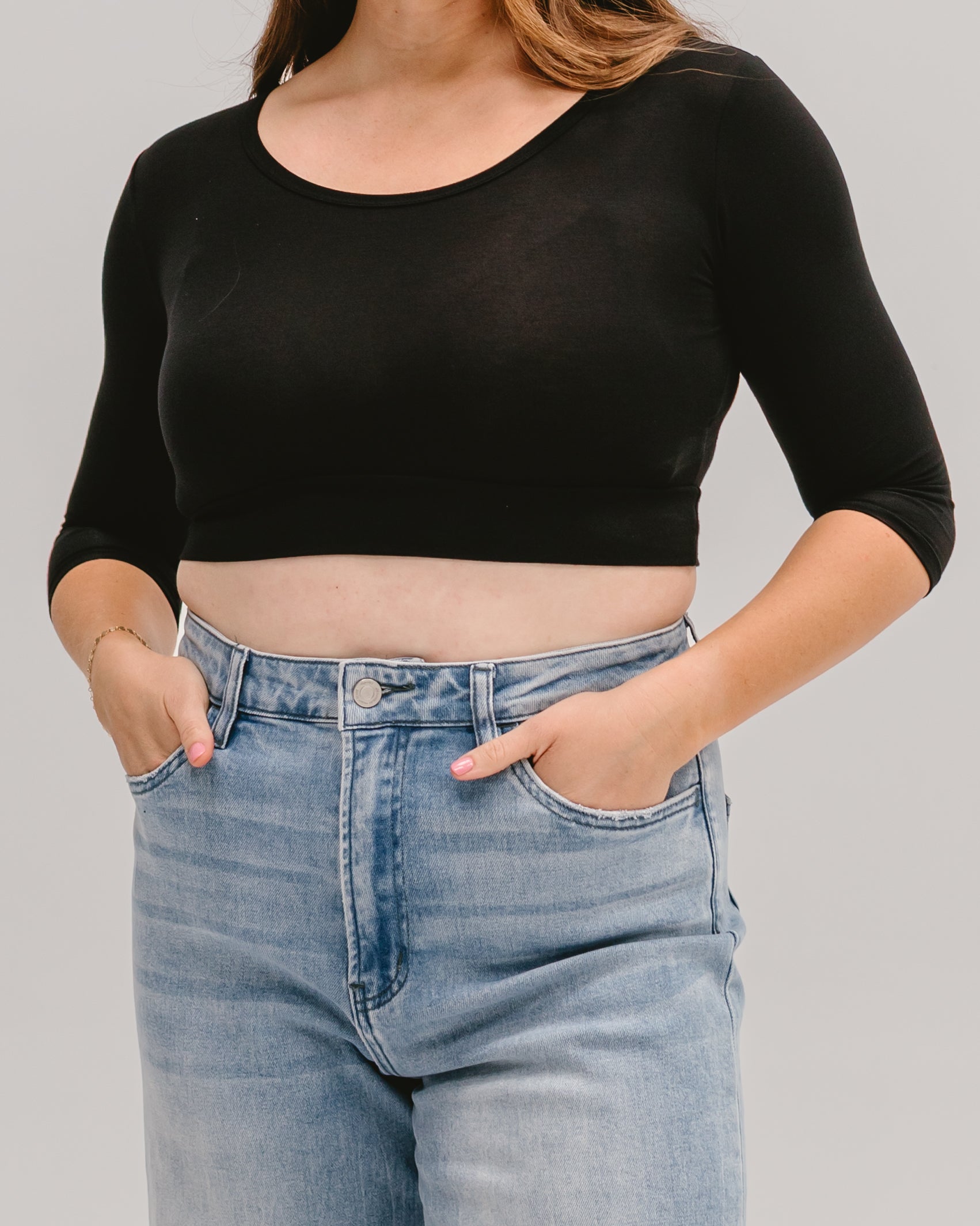 Classic 3/4 Sleeve Halftee Black / XS Black XS HALFTEE Layering Fashions- Tilden Co.