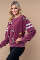 Sequin Football Long Sleeve Knit Top Womens Ave Shops- Tilden Co.