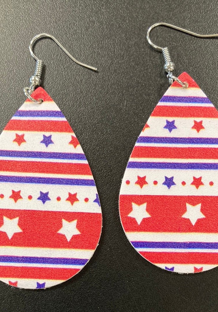 Patriotic 4 Faux Leather Earrings     Daydreamer Creations- Tilden Co.