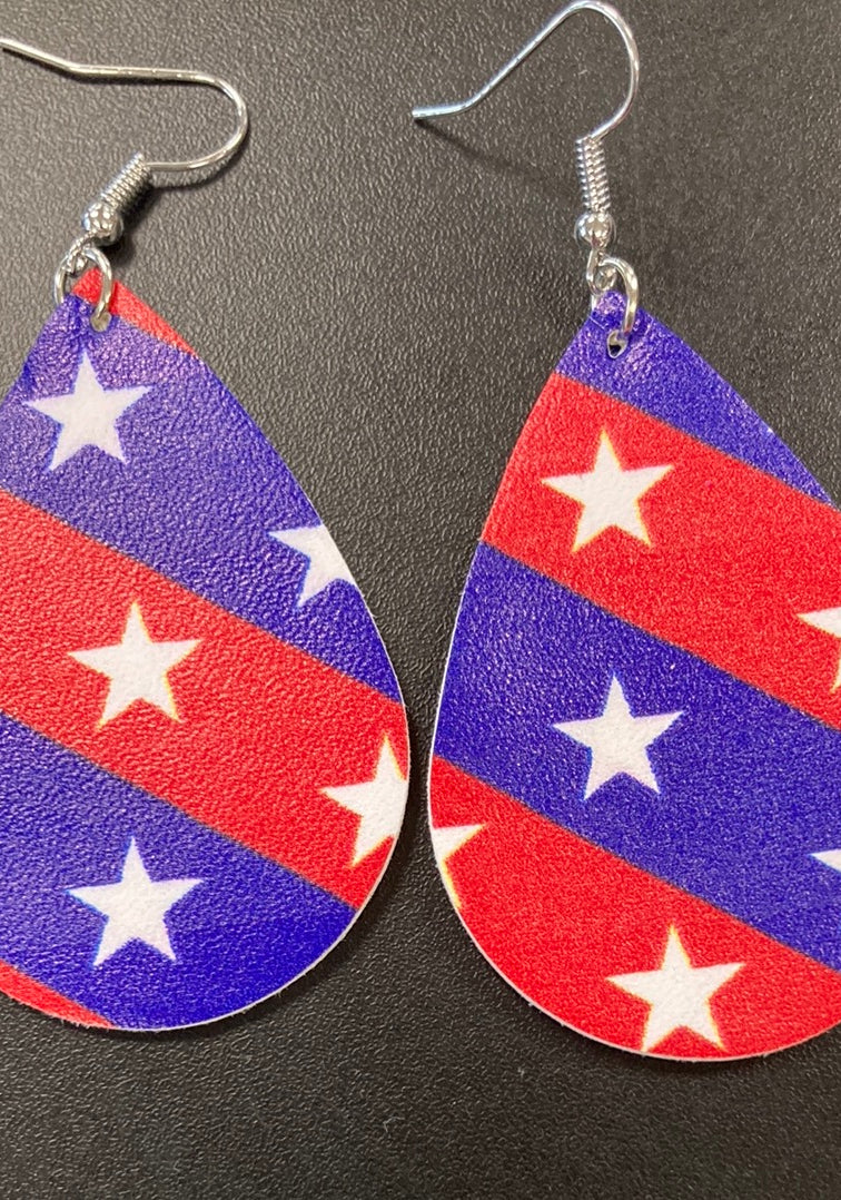 Patriotic 2 Faux Leather Earrings     Daydreamer Creations- Tilden Co.