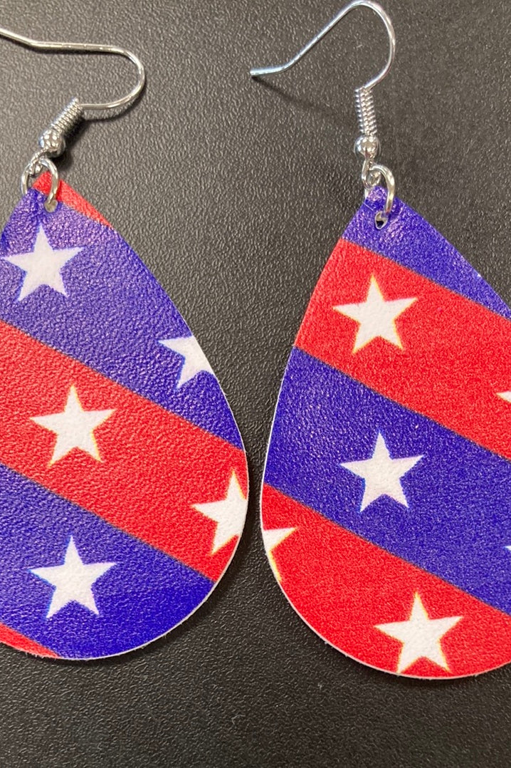 Patriotic 2 Faux Leather Earrings     Daydreamer Creations- Tilden Co.