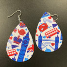Great Britain Faux Leather Earrings     Daydreamer Creations- Tilden Co.