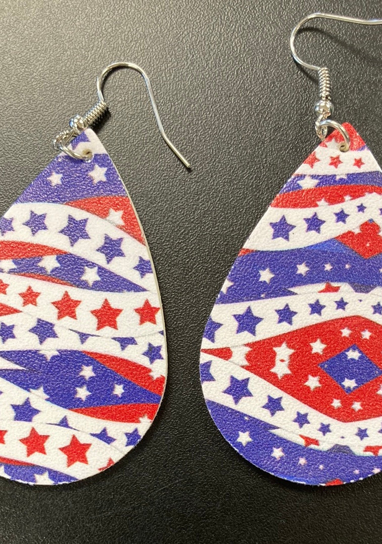Patriotic 1 Faux Leather Earrings     Daydreamer Creations- Tilden Co.