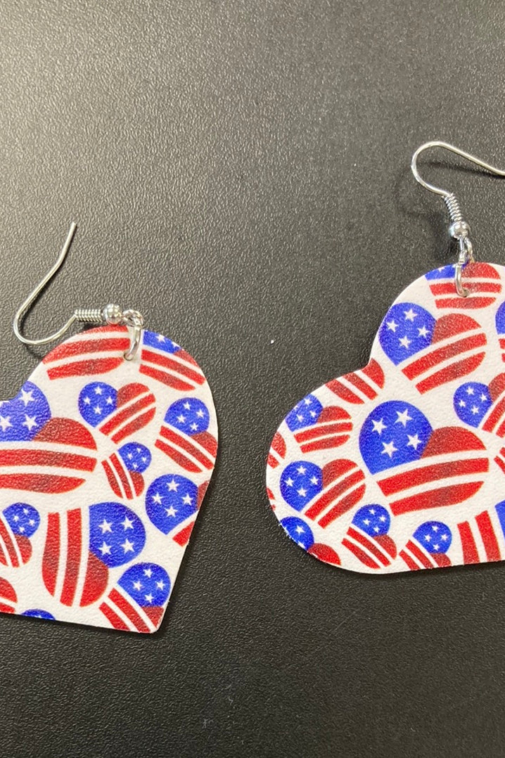 American Hearts Faux Leather Earrings     Daydreamer Creations- Tilden Co.