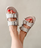 Intertwine Dual Woven Strap Slide in White Shoes Ave Shops- Tilden Co.