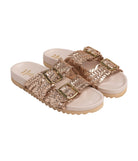 Intertwine Dual Woven Strap Slide in Champagne    Shoes Ave Shops- Tilden Co.