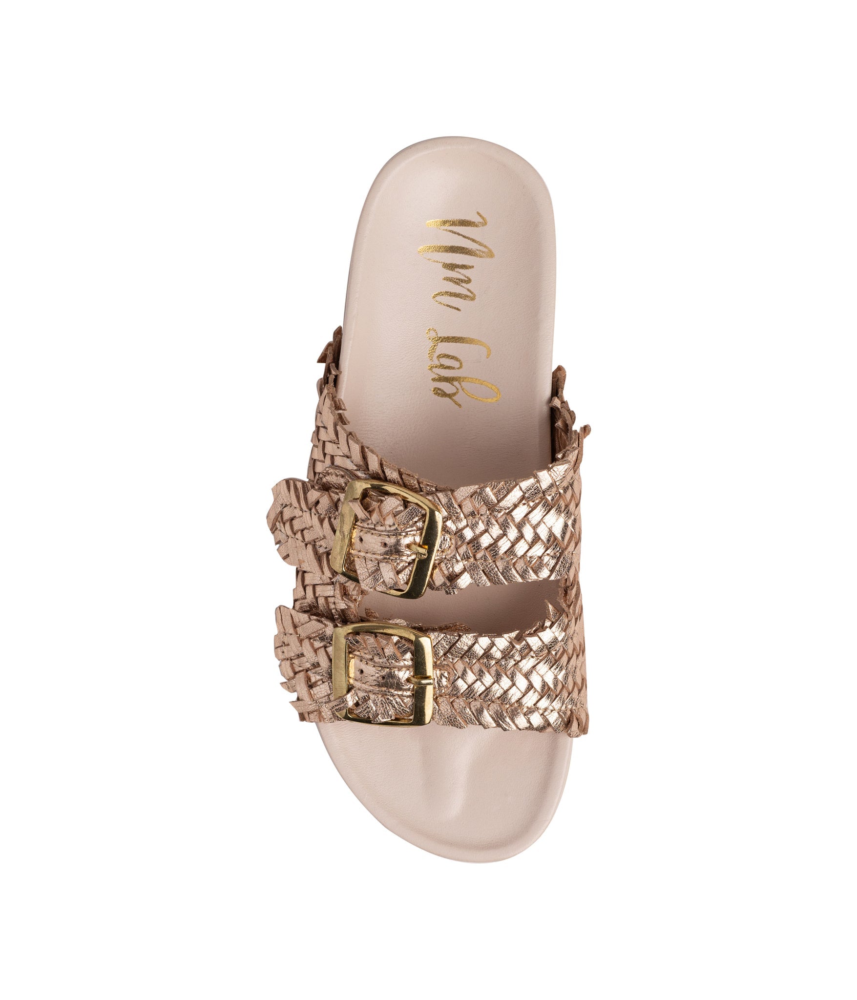 Intertwine Dual Woven Strap Slide in Champagne    Shoes Ave Shops- Tilden Co.