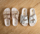 Intertwine Dual Woven Strap Slide in White 130 Sandals Naughty Monkey- Tilden Co.
