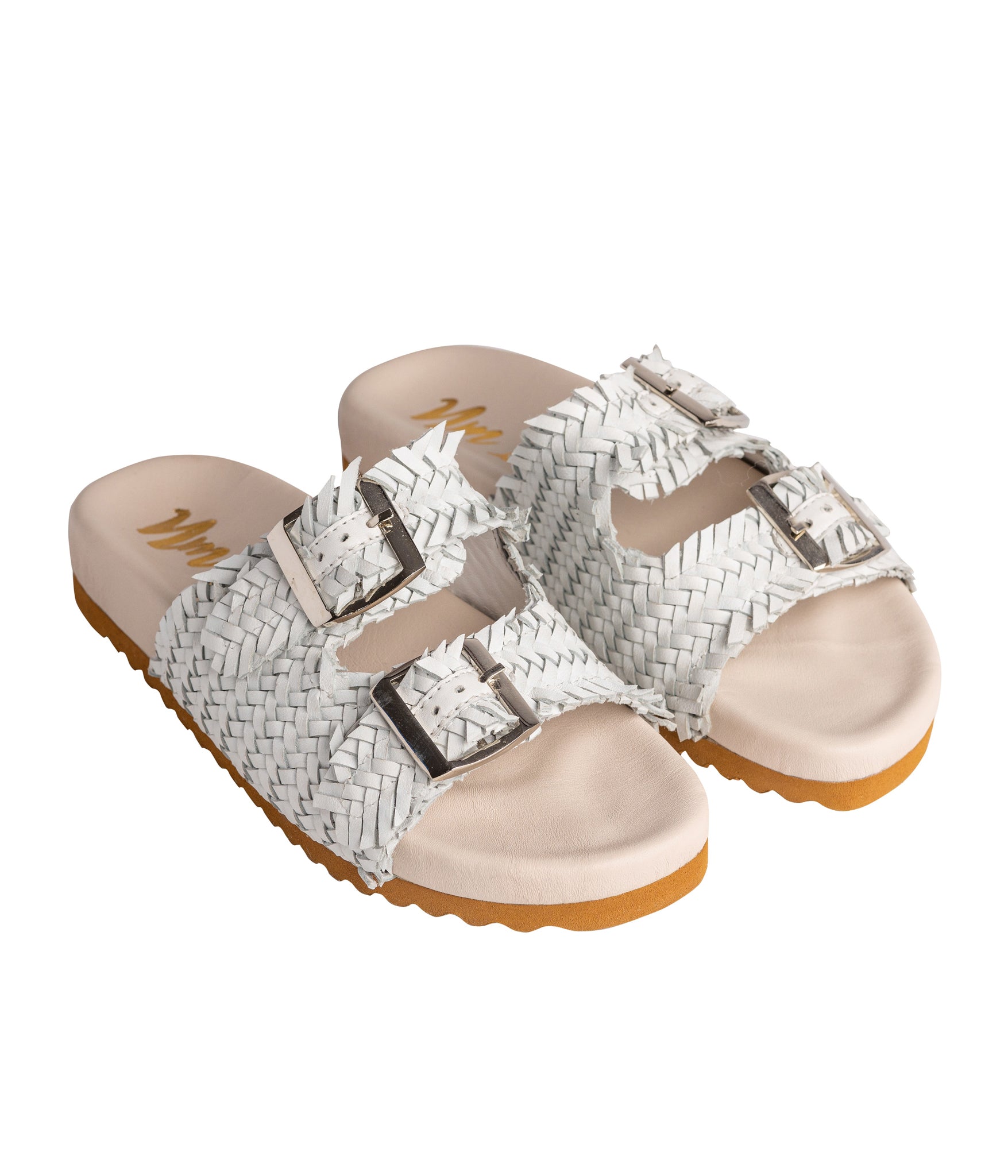 Intertwine Dual Woven Strap Slide in White    Shoes Ave Shops- Tilden Co.