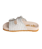 Intertwine Dual Woven Strap Slide in White    Shoes Ave Shops- Tilden Co.