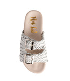 Intertwine Dual Woven Strap Slide in White    Shoes Ave Shops- Tilden Co.