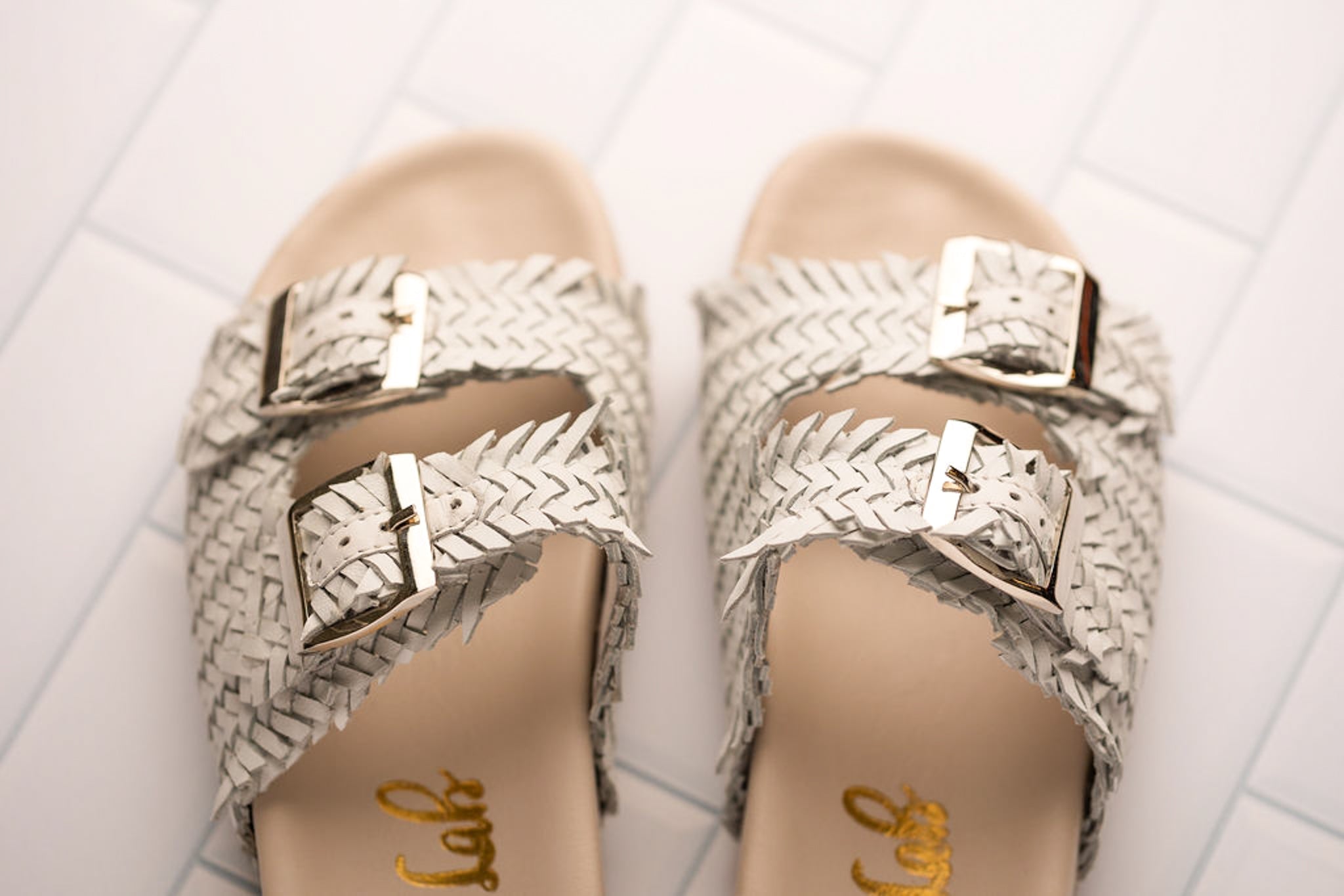 Intertwine Dual Woven Strap Slide in White    Shoes Ave Shops- Tilden Co.