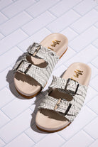 Intertwine Dual Woven Strap Slide in White    Shoes Ave Shops- Tilden Co.