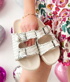 Intertwine Dual Woven Strap Slide in White Shoes Ave Shops- Tilden Co.