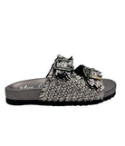 Intertwine Dual Woven Strap Slide in Pewter    Shoes Ave Shops- Tilden Co.