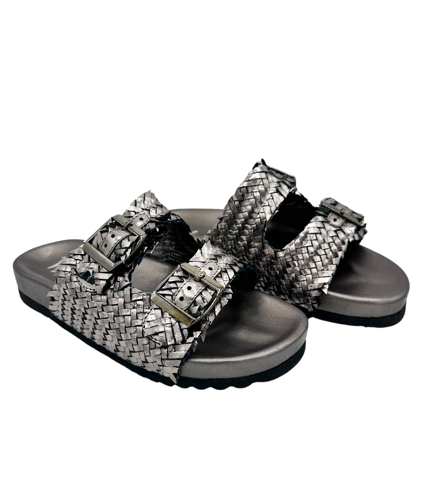 Intertwine Dual Woven Strap Slide in Pewter    Shoes Ave Shops- Tilden Co.