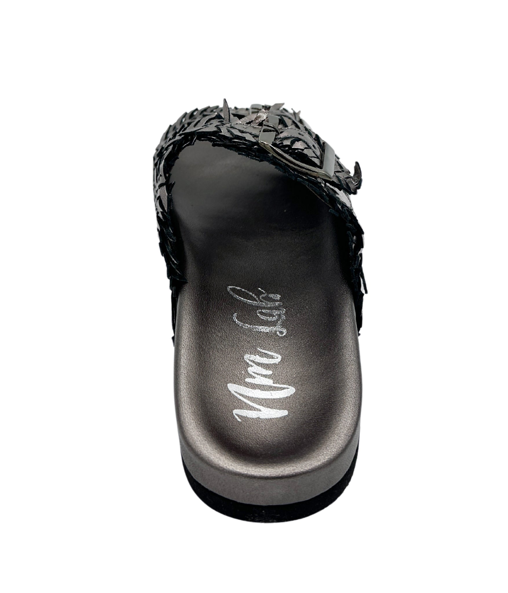 Intertwine Dual Woven Strap Slide in Pewter    Shoes Ave Shops- Tilden Co.