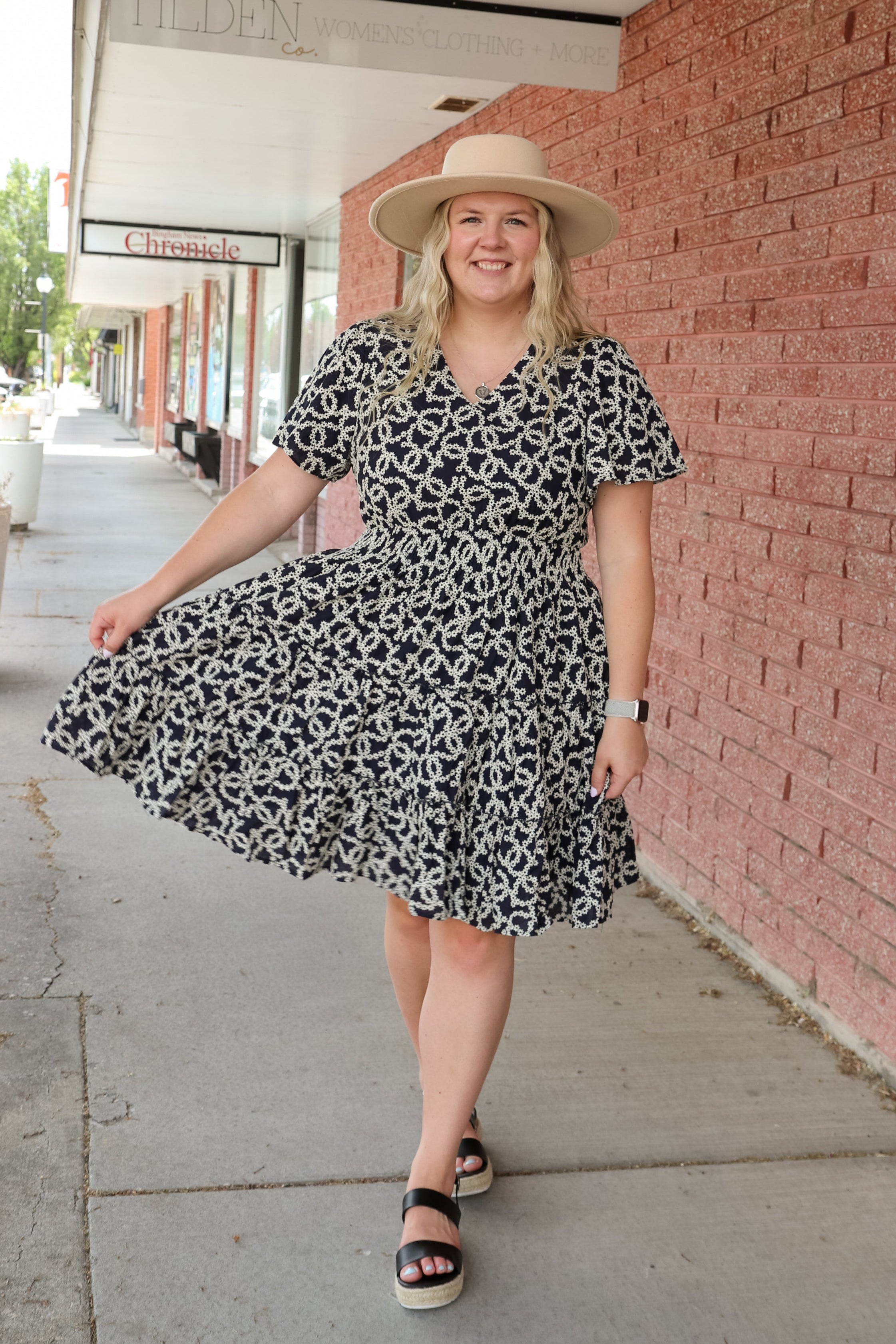 The Jemma Dress in Midnight Lotus Dress Mikarose- Tilden Co.