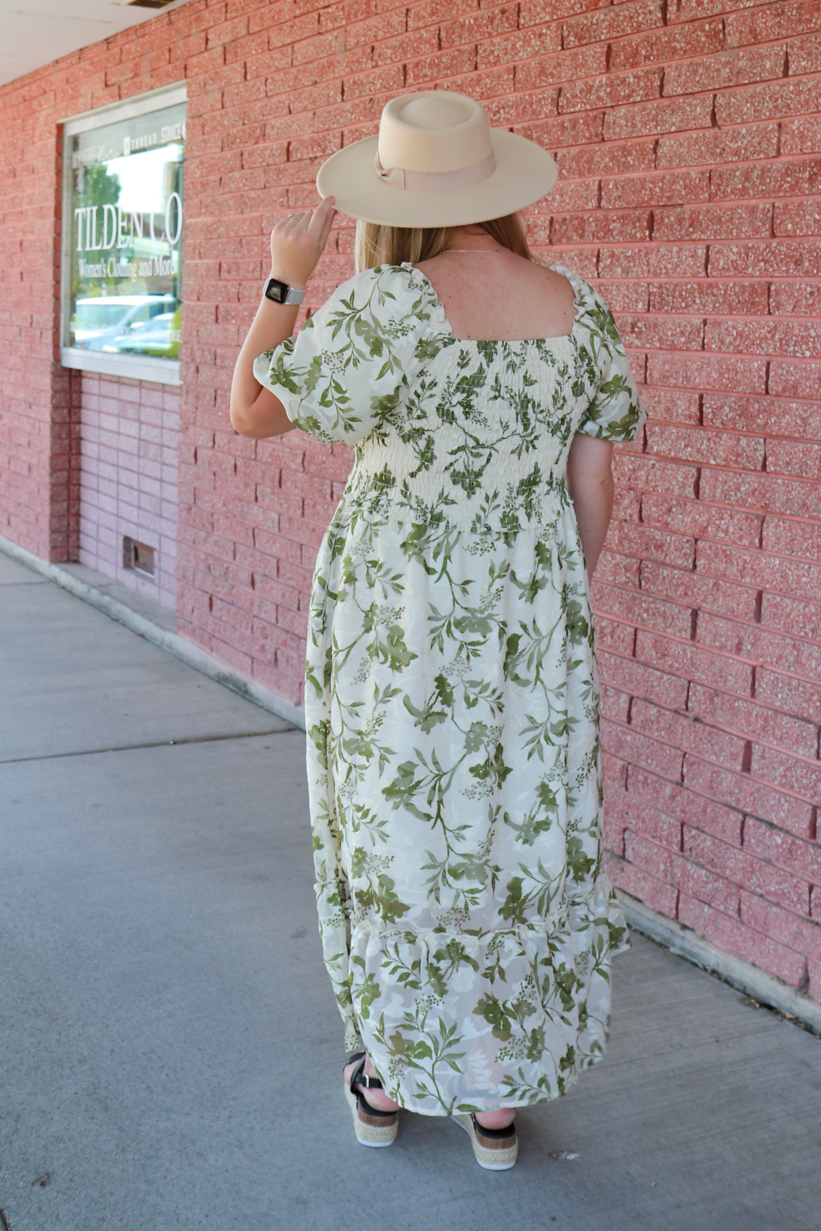 The Jensen Dress in Olivebrush Bloom Shirts & Tops Mikarose- Tilden Co.