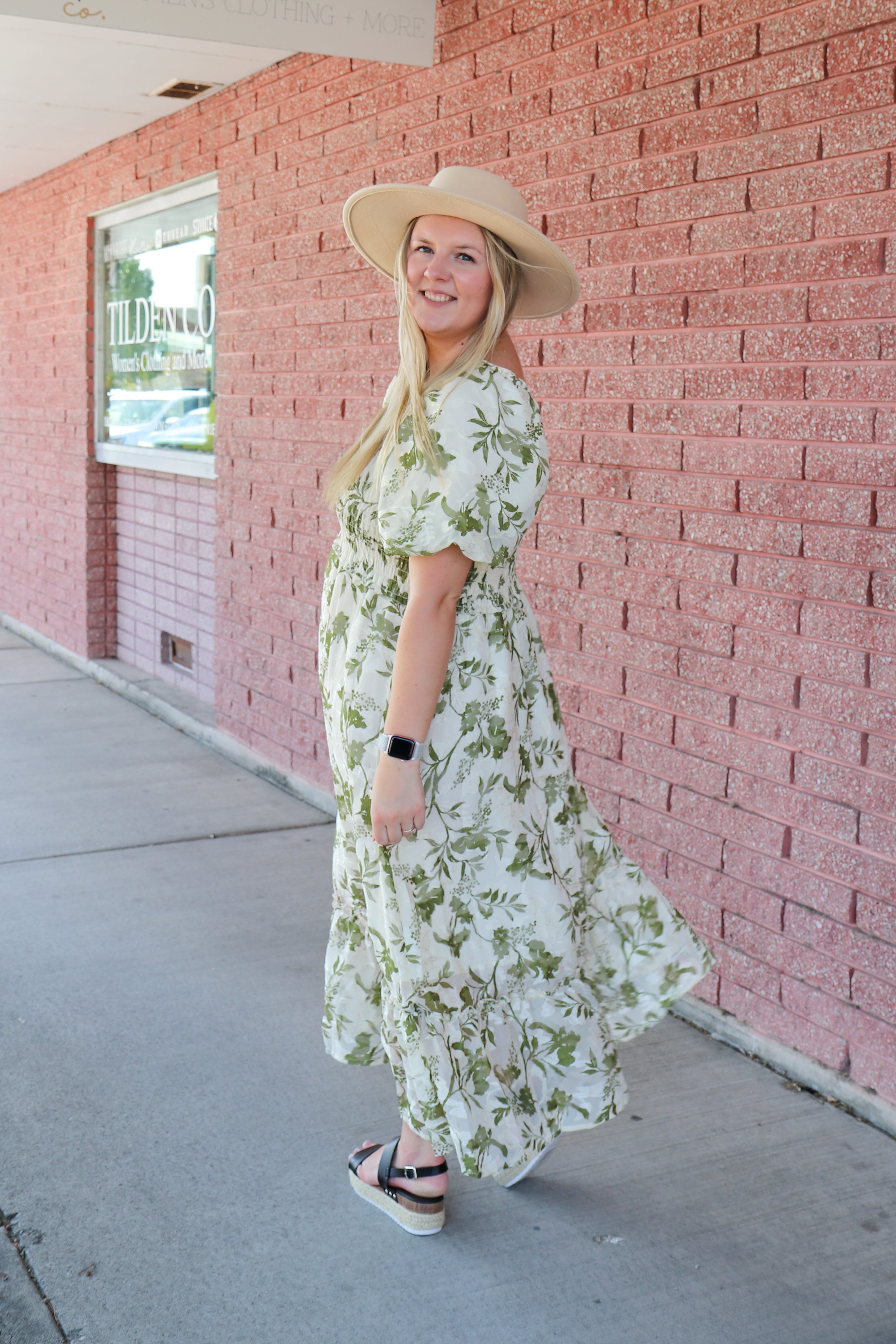The Jensen Dress in Olivebrush Bloom Shirts & Tops Mikarose- Tilden Co.