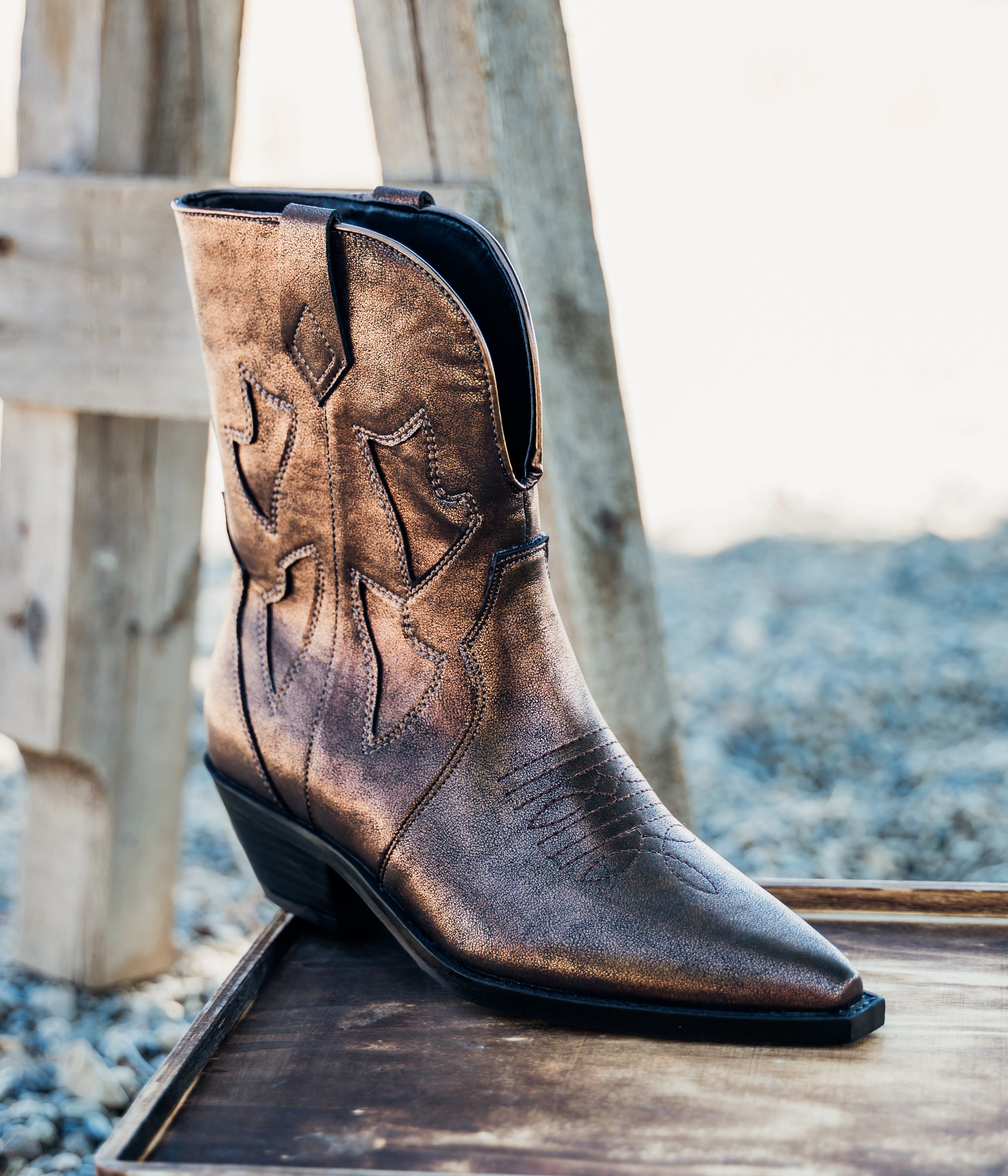 Jersey Metallic Boot in Bronze 110 Fashion Boots Naughty Monkey- Tilden Co.