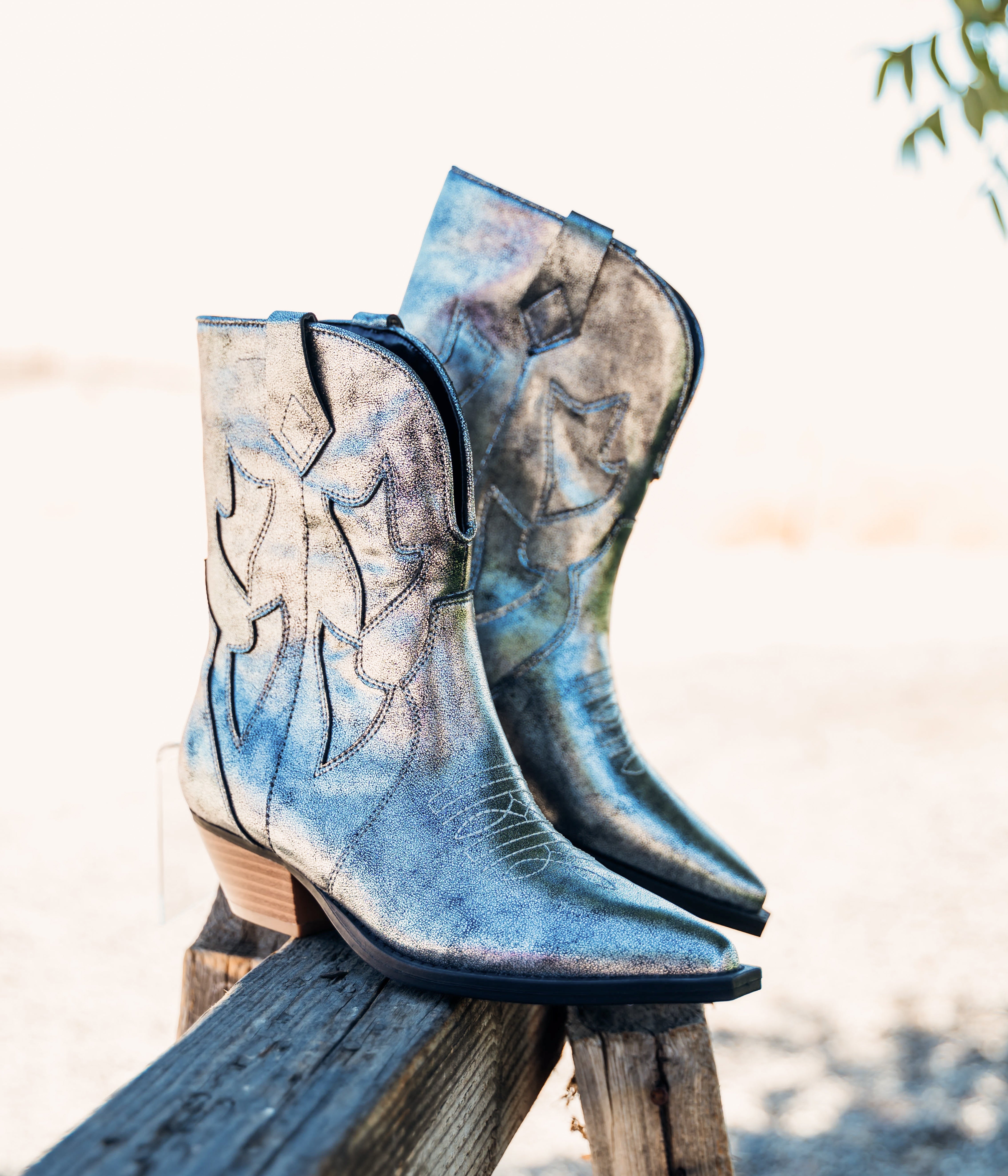 Jersey Metallic Boot in Silver 110 Fashion Boots Naughty Monkey- Tilden Co.