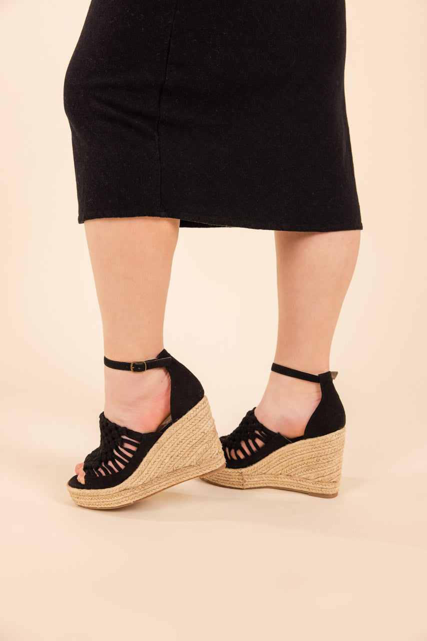 Juti Wedges in Black 140 Wedges Naughty Monkey- Tilden Co.