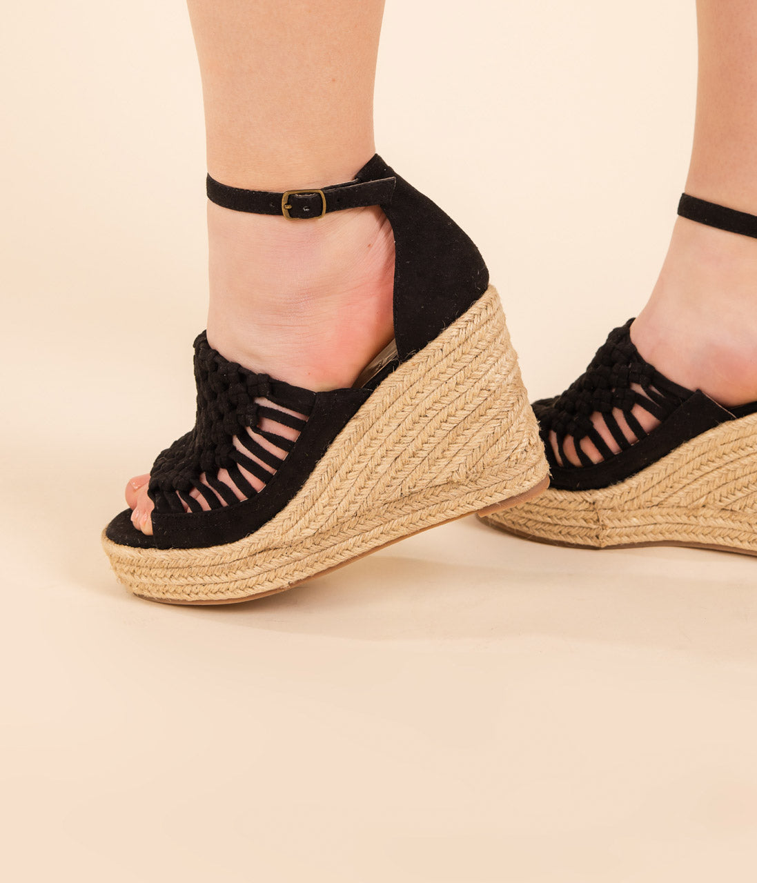 Juti Wedges in Black 140 Wedges Naughty Monkey- Tilden Co.