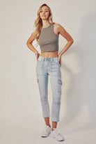 Felicity High Rise Straight Cargo Jeans    Jeans Kancan- Tilden Co.
