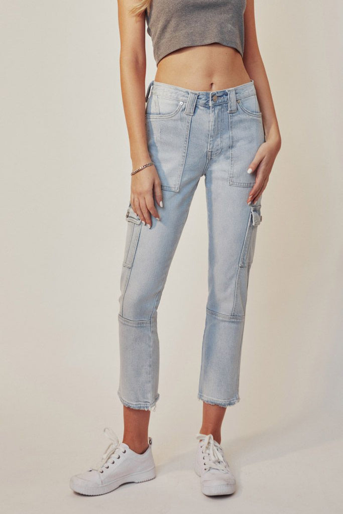 Felicity High Rise Straight Cargo Jeans    Jeans Kancan- Tilden Co.
