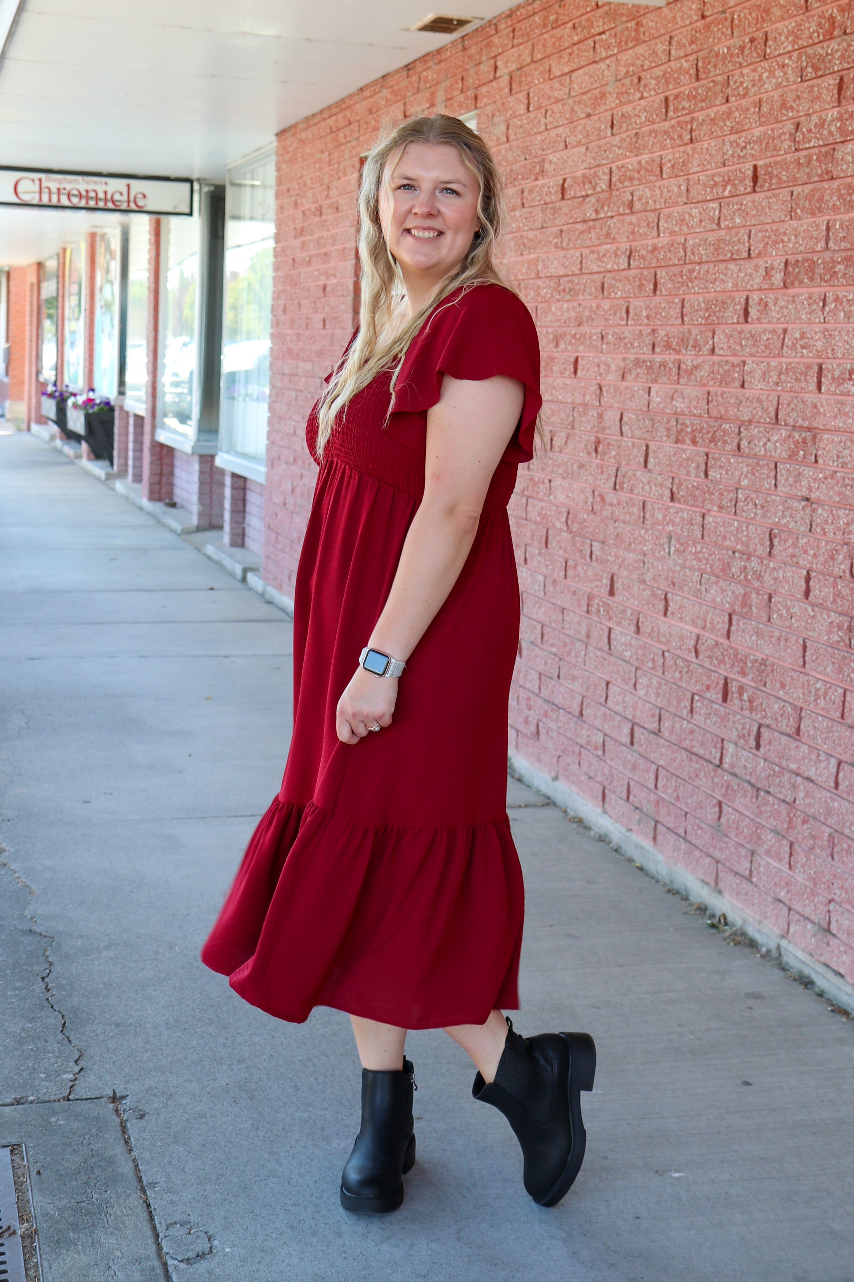 The Kendall Dress in Fig Shirts & Tops Mikarose- Tilden Co.