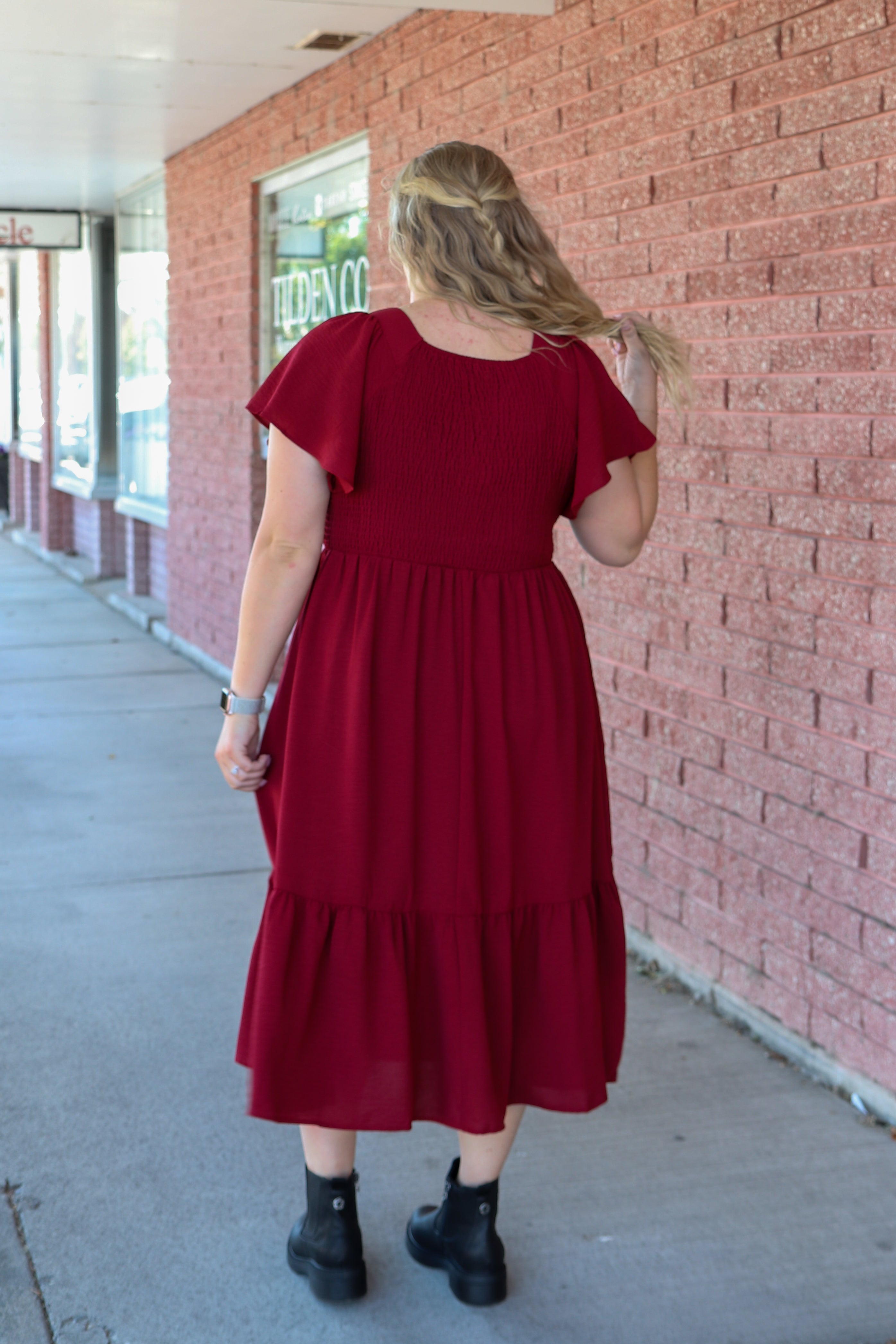 The Kendall Dress in Fig Shirts & Tops Mikarose- Tilden Co.