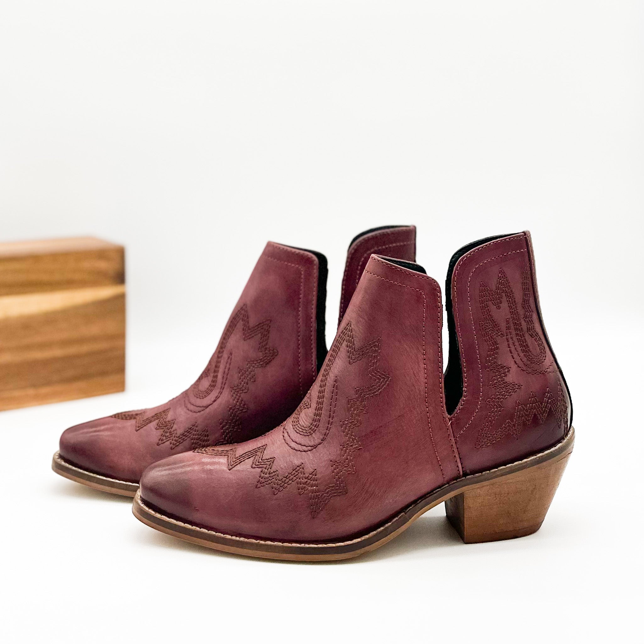 Kickin' Booties in Burgundy Boot Naughty Monkey- Tilden Co.