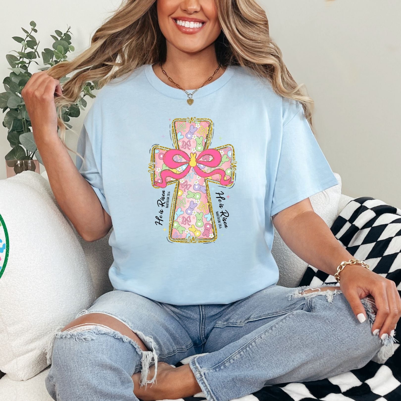 Peeps and Bows Cross Graphic Tee Womens Ave Shops- Tilden Co.